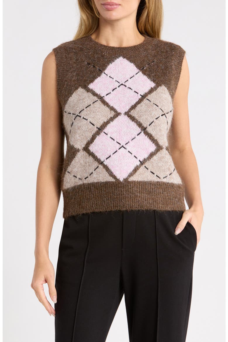 Argyle Sweater Vest, Main, color, BROWN ARGYLE