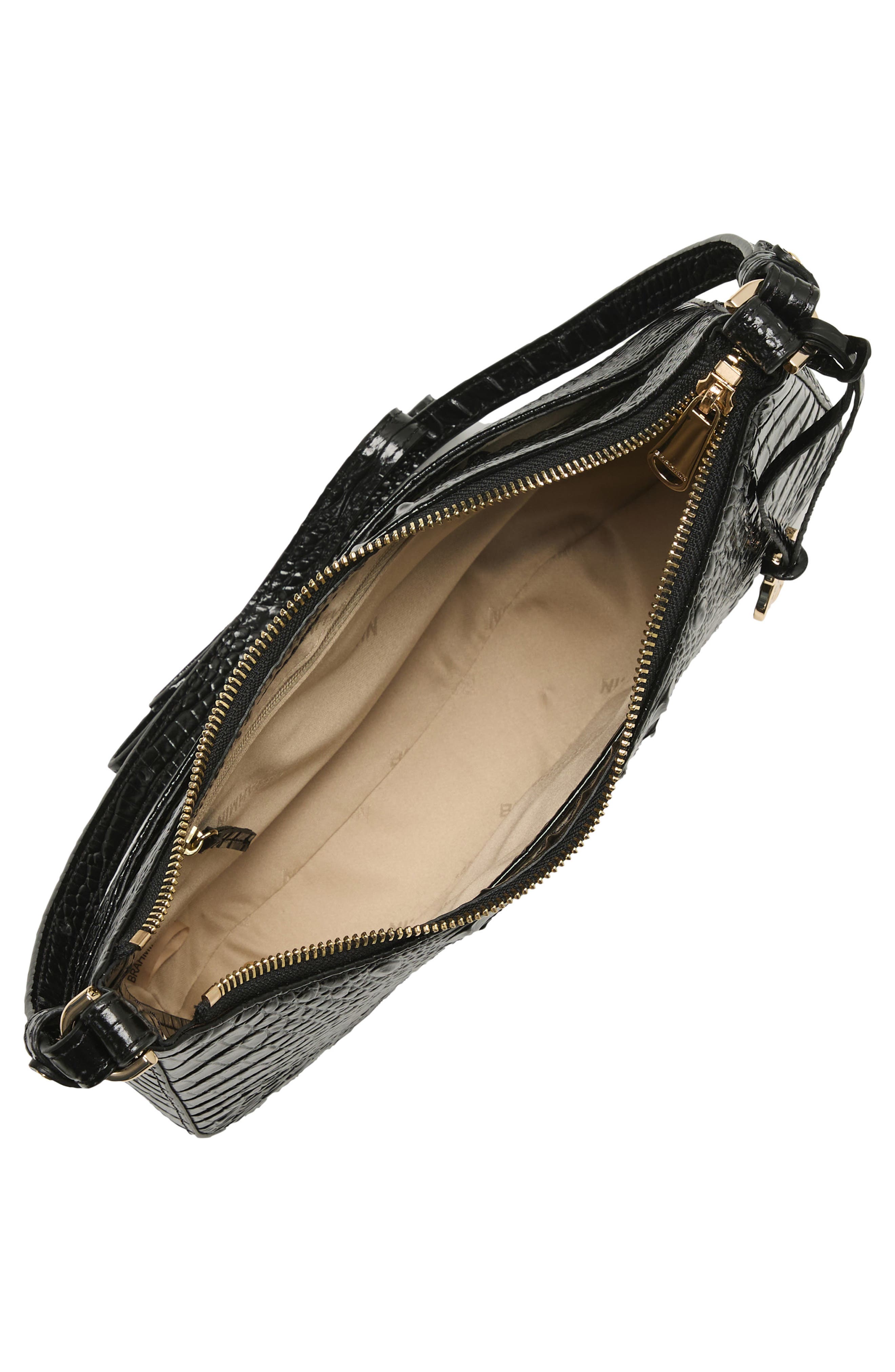 Small Stephie Croc Embossed Leather Crossbody Bag, Alternate, color, BLACK