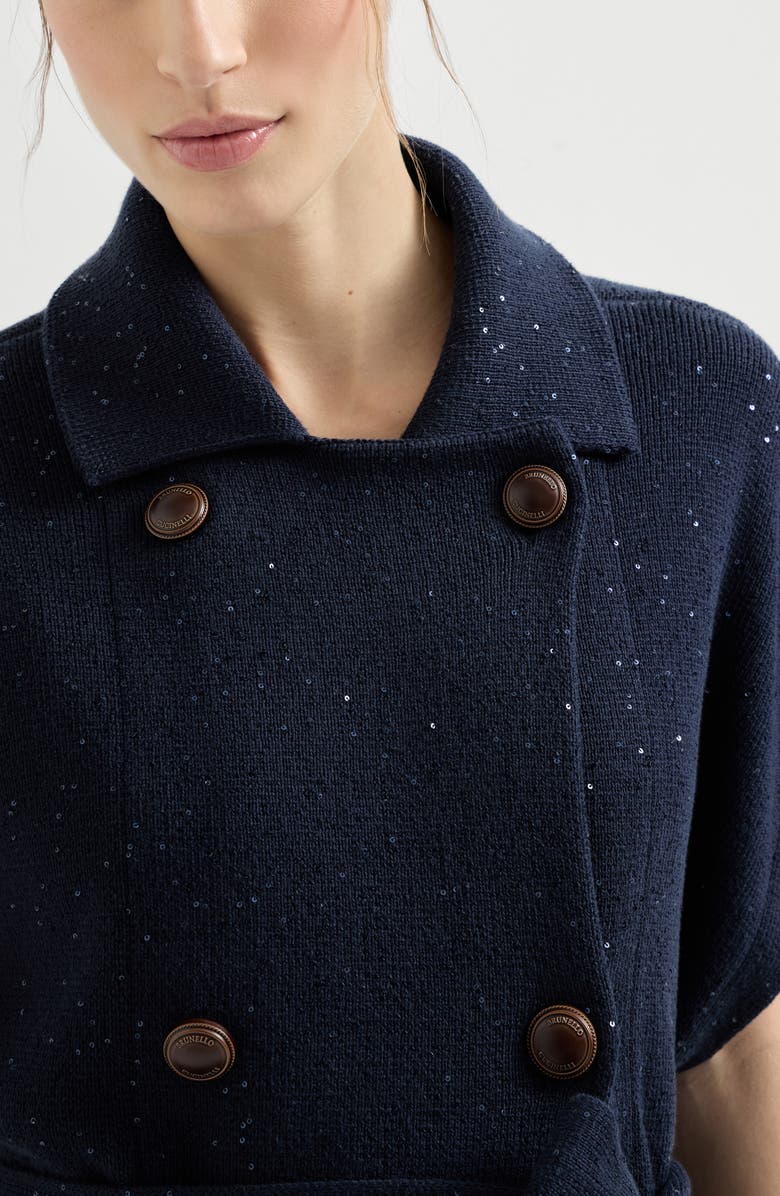 Brunello Cucinelli Cotton Diamond yarn vest, Alternate, color, Blue