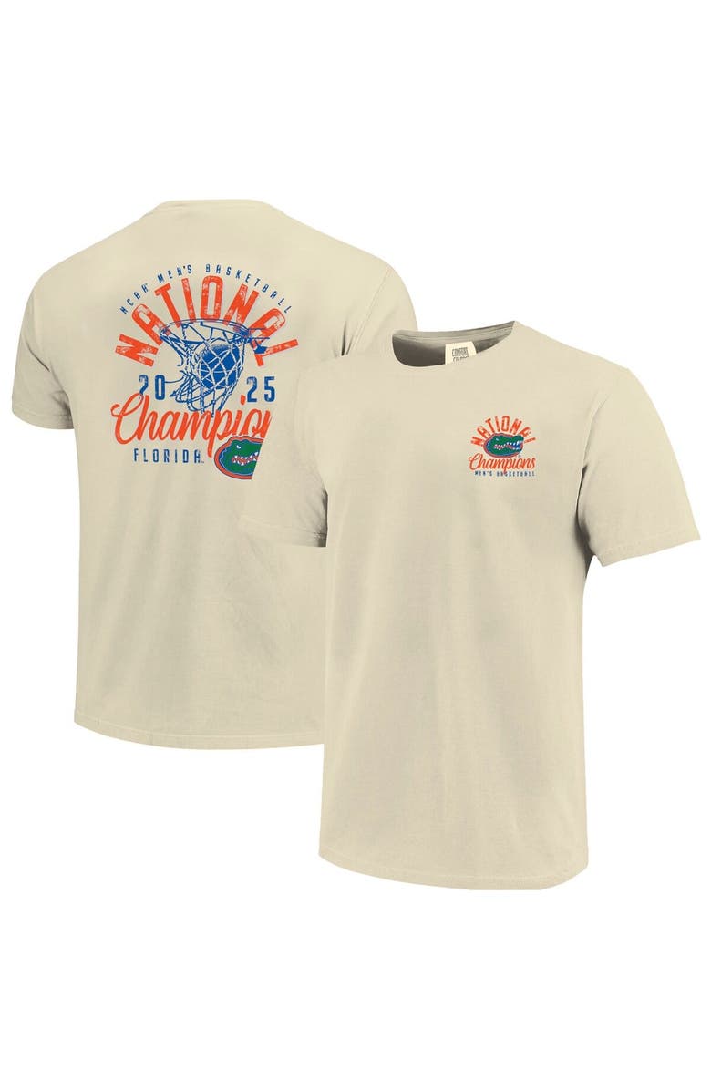 IMAGE ONE Men's Natural Florida Gators 2025 NCAA Men's Basketball National Champions Distressed Net T-Shirt, Alternate, color, 