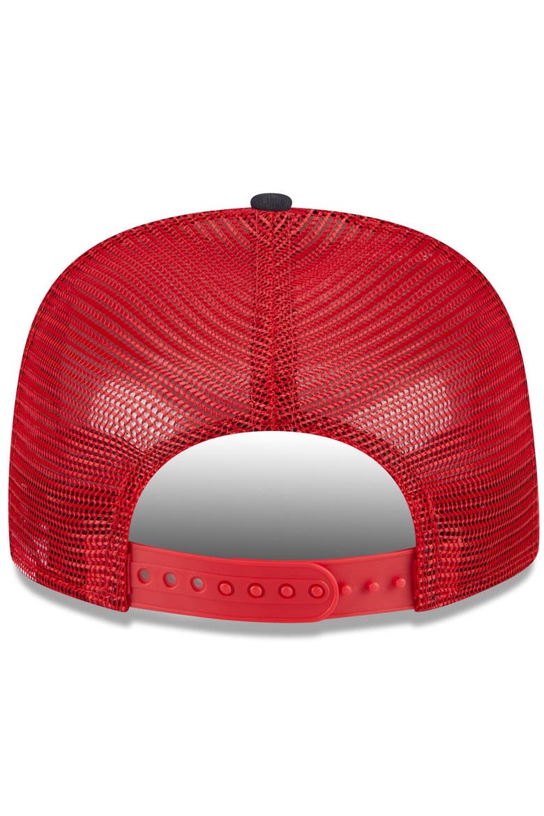 Men's New Era White/Red Los Angeles Angels Team Foam Front A-Frame Trucker 9FIFTY Snapback Hat, Alternate, color, White