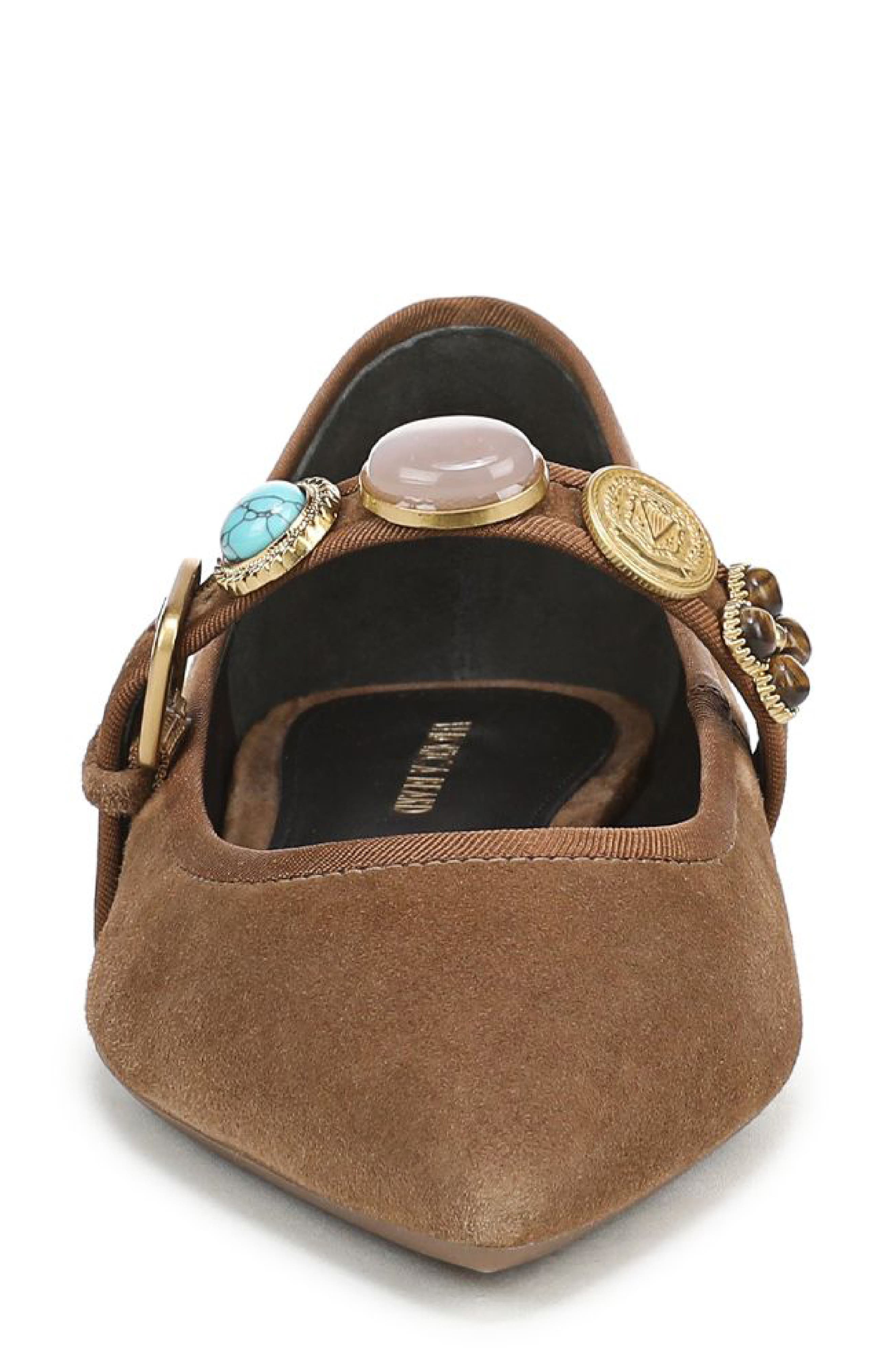 Selene Charms Pointed Toe Flat, Alternate, color, CHESTNUT