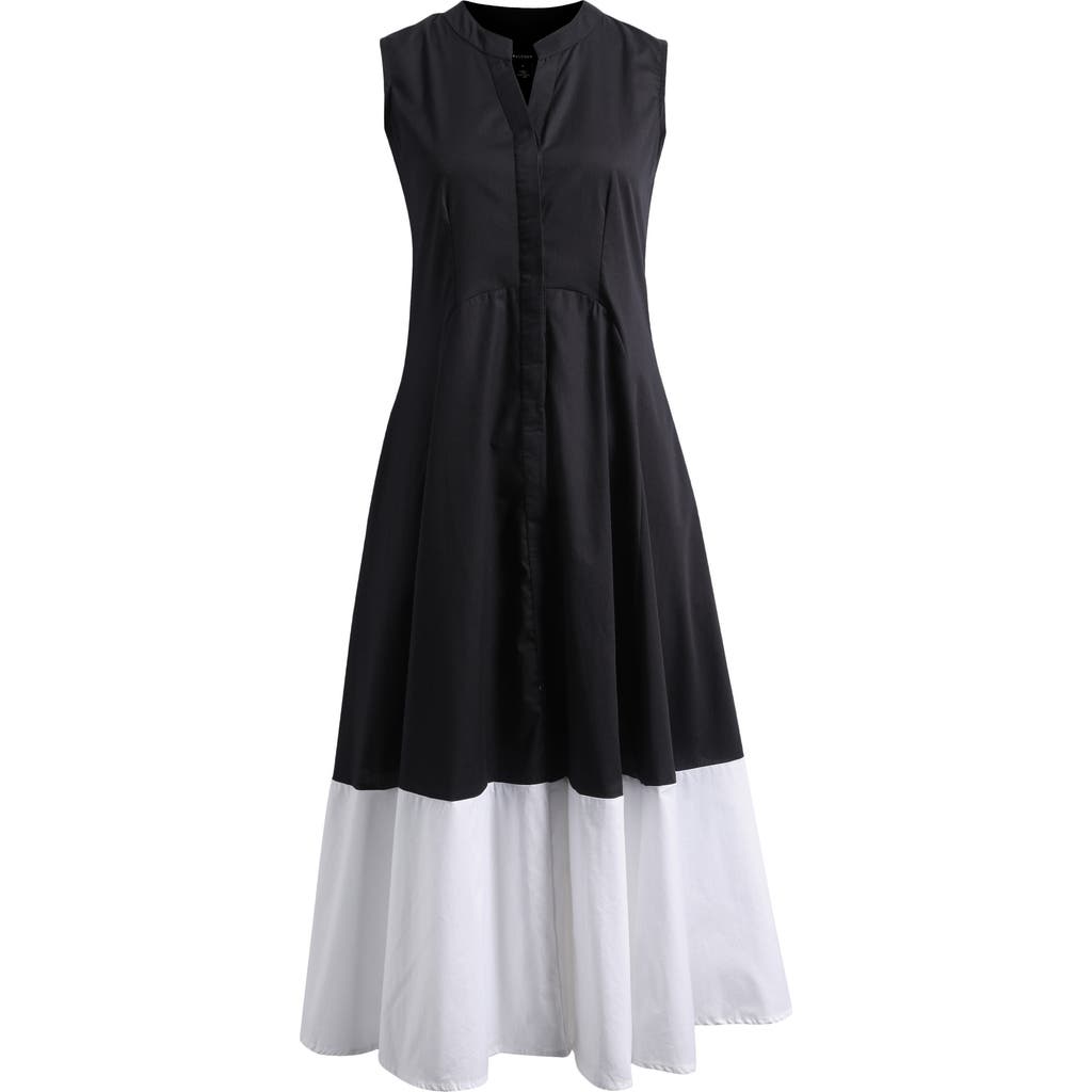 Halogenr Halogen(r) Colorblock Sleeveless Cotton Dress In Black
