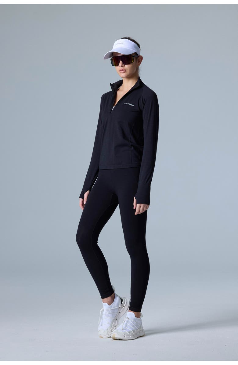 COZY ZERO Tech Merino Classic Fit Half Zip Long Sleeve Base Layer, Alternate, color, Black