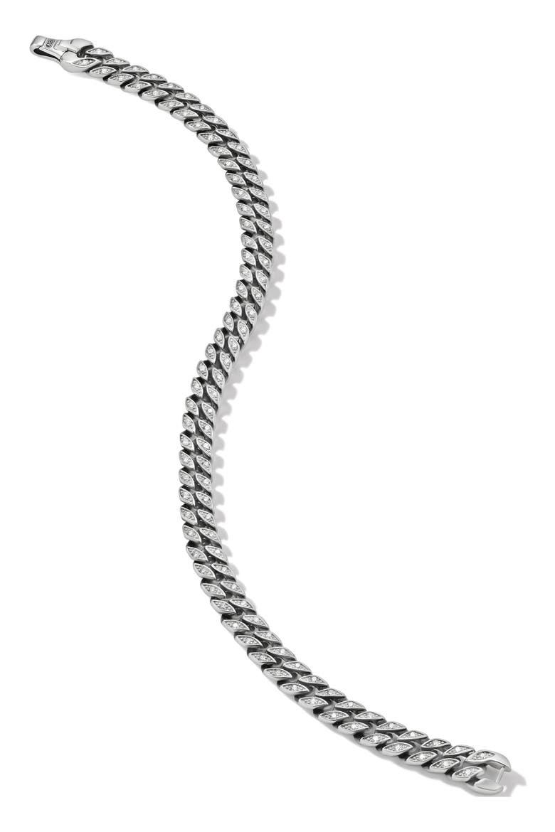 Men's Pavé Diamond Curb Chain Bracelet, Alternate, color, STERLING SILVER/ DIAMOND