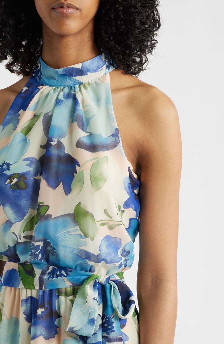 Julia Jordan Floral Chiffon Maxi Dress, Alternate, color, Blue Multi