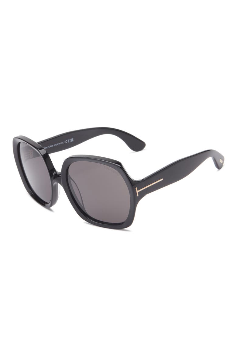 54mm Square Sunglasses, Alternate, color, SHINY BLACK / SMOKE