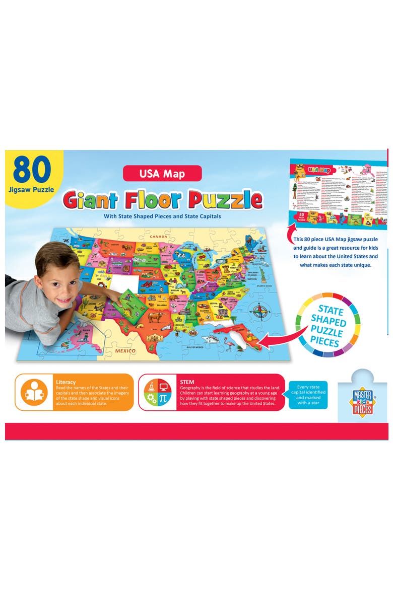 Explorer USA Map 80 Piece Floor Puzzle, Alternate, color, Multicolor