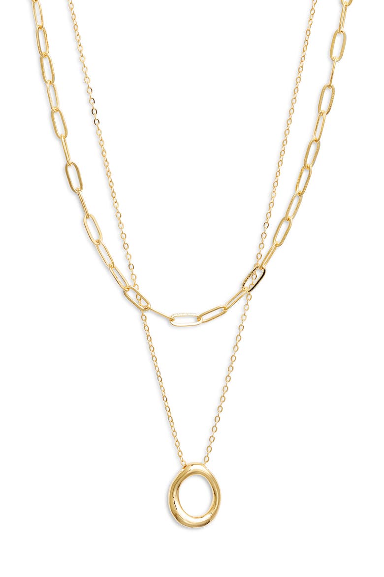 Demi Fine Paper Clip Pendant Necklace, Main, color, 14K GOLD PLATED