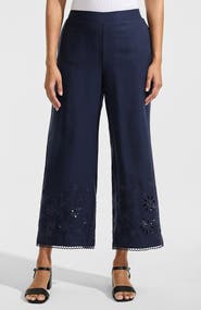 Lands' End Linen Embroidered Pants