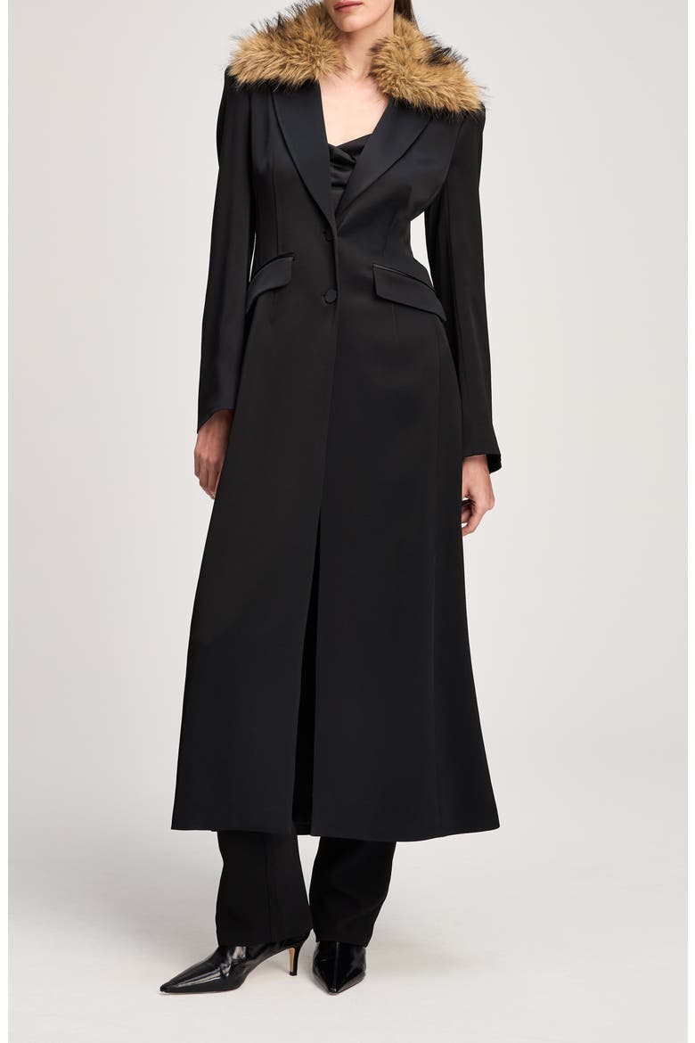 Jyn Faux Fur Collar Coat, Main, color, BLACK