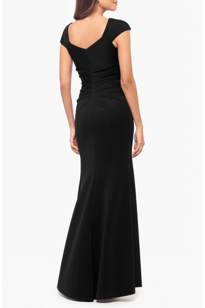 Asymmetric Neck Scuba Knit Trumpet Gown, Alternate, color, BLACK