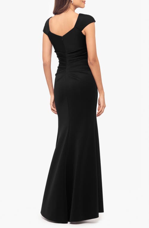 Xscape Evenings Asymmetric Neck Scuba Trumpet Gown In Black