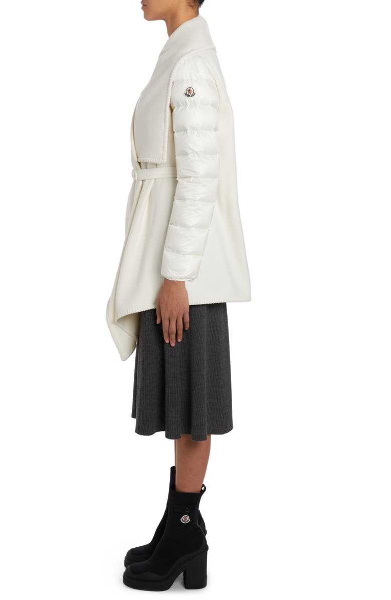 Moncler Puffer Sleeve Fleece Cape Jacket, Alternate, color, White