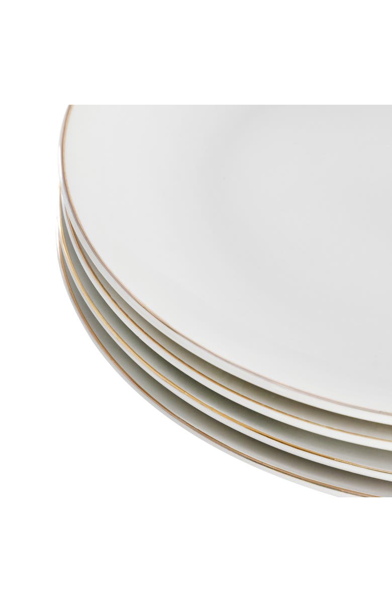 Gibson Home Ogalla 4 Piece Fine Ceramic 10.5 Inch Dinner Plate Set, Alternate, color, Gold