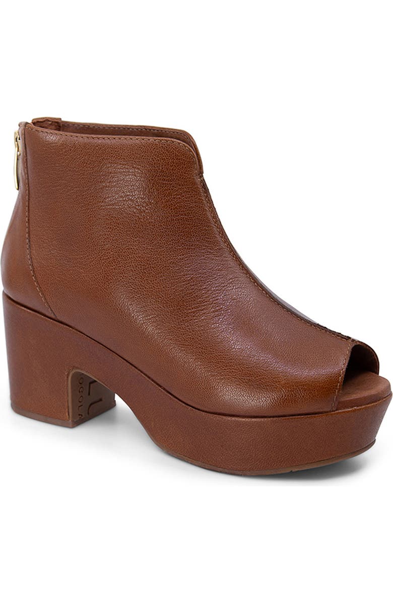 Chocolat Blu Gion Peep Toe Platform Bootie, Main, color, Brown Leather