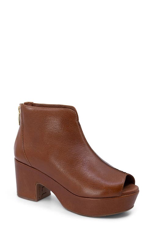 Chocolat Blu Gion Peep Toe Platform Bootie in Brown Leather 