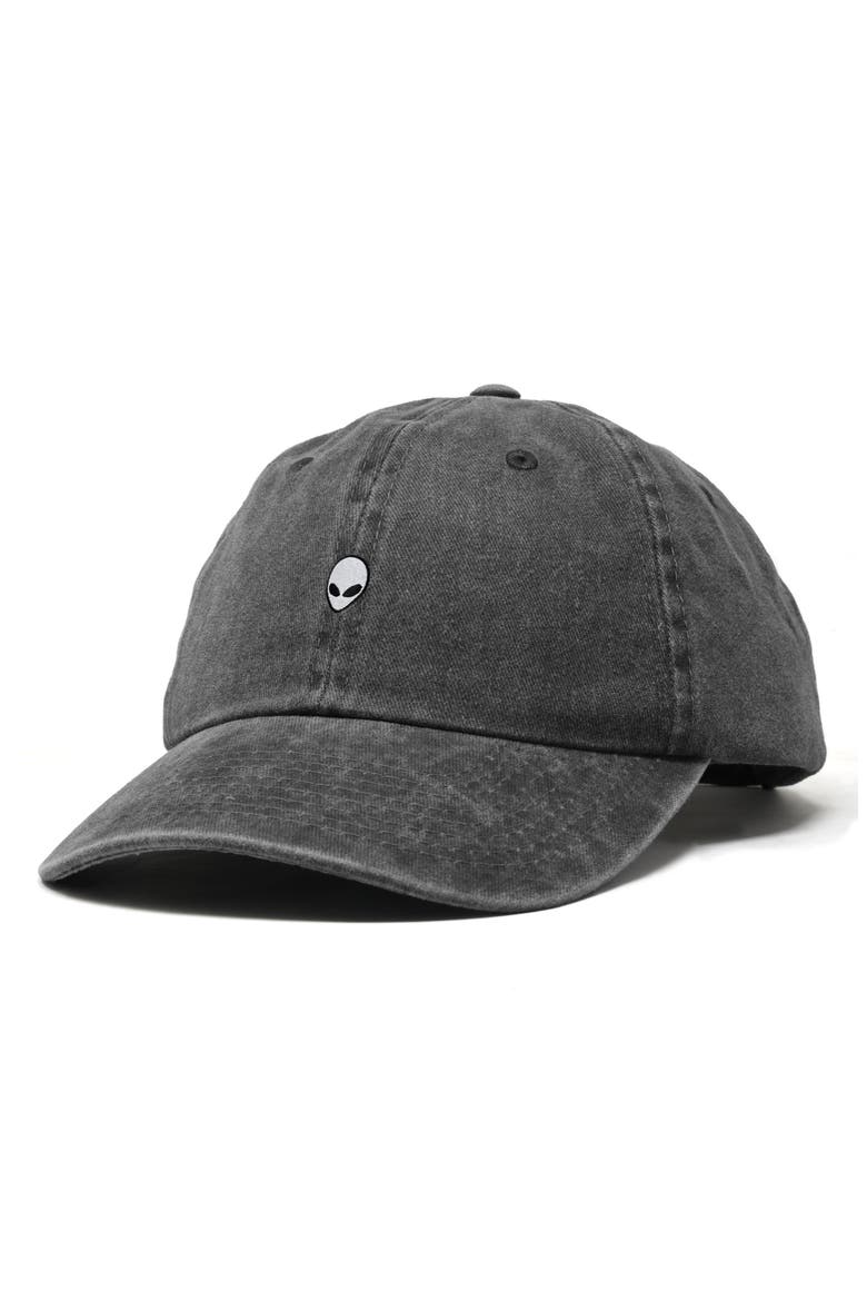 Mens Lil Alien Cotton Dad Cap, Alternate, color, Washed Black