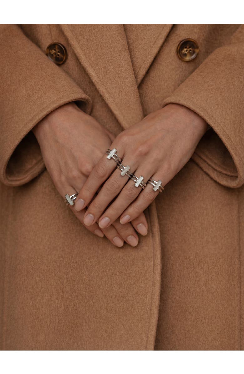 seree Infinity Duo Bar Ring in White Hanbai Jade, Alternate, color, White