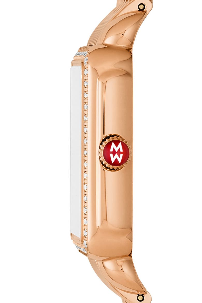 Deco II Mid Diamond Dial Watch Case, 26mm x 28mm, Alternate, color, ROSE GOLD