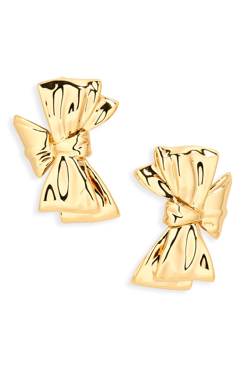 Small Bow Stud Earrings, Main, color, GOLD