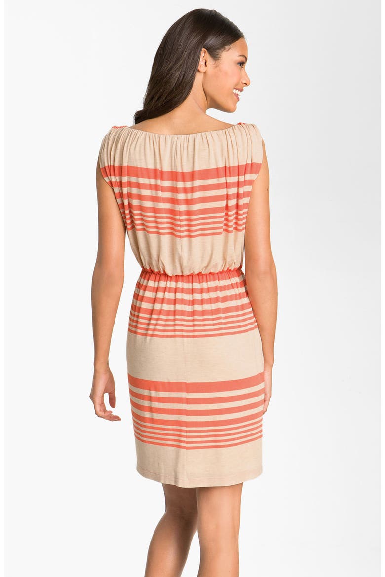 Stripe Jersey Blouson Dress, Alternate, color, OATMEAL/ TANGO