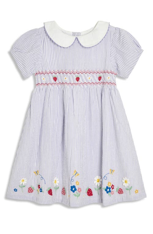 Jojo Maman Bébé Jojo Maman Bebe Strawberry Embroidered Smocked Dress With Bloomers In Lilac