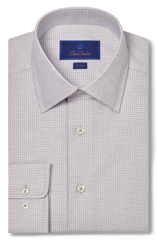 David Donahue Trim Fit Micropattern Cotton Dress Shirt in Pearl 