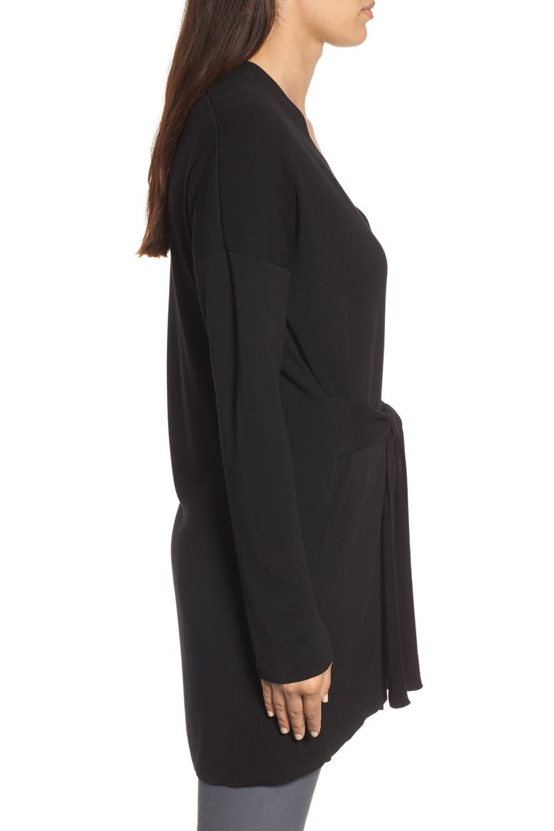Long Belted Cardigan, Alternate, color, BLACK