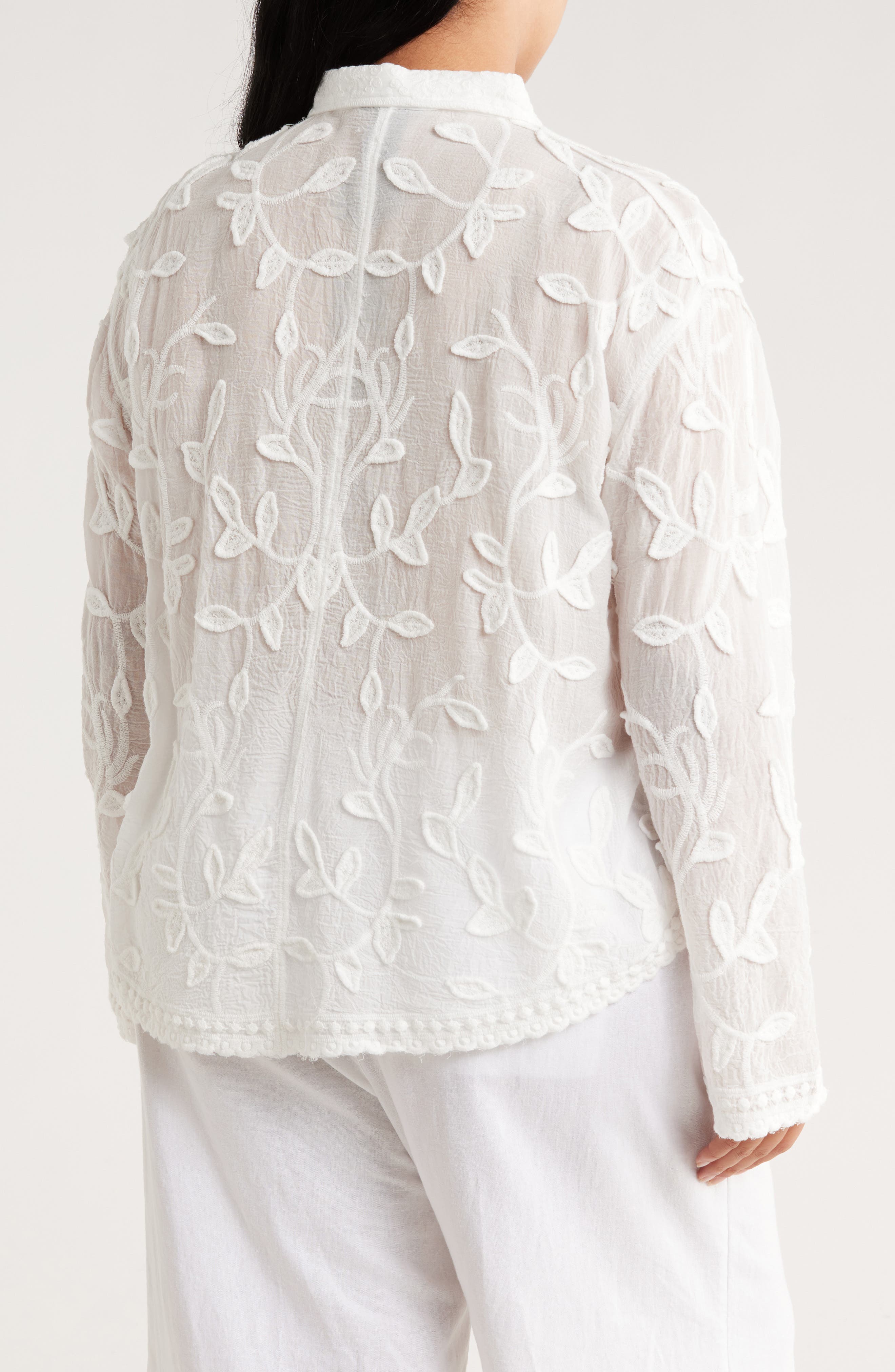 Embroidered Long Sleeve Button-Up Shirt - image 2