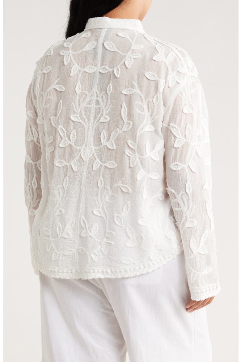 Embroidered Long Sleeve Button-Up Shirt, Alternate, color, WHITE