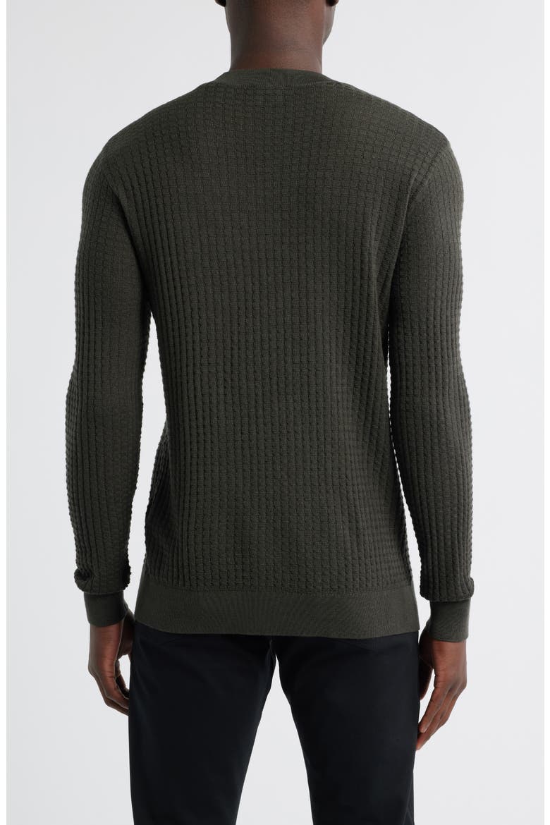 Textured Wool Crewneck Sweater, Alternate, color, GREEN