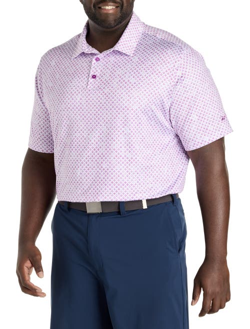Reebok Big & Tall Performance Diamond Print Polo Shirt In Digital Gleam