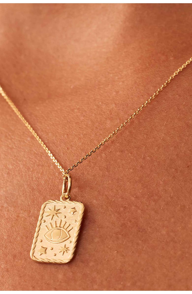 Oradina 14K Yellow Gold Evil Eye Pendant Charm, Alternate, color, Yellow Gold