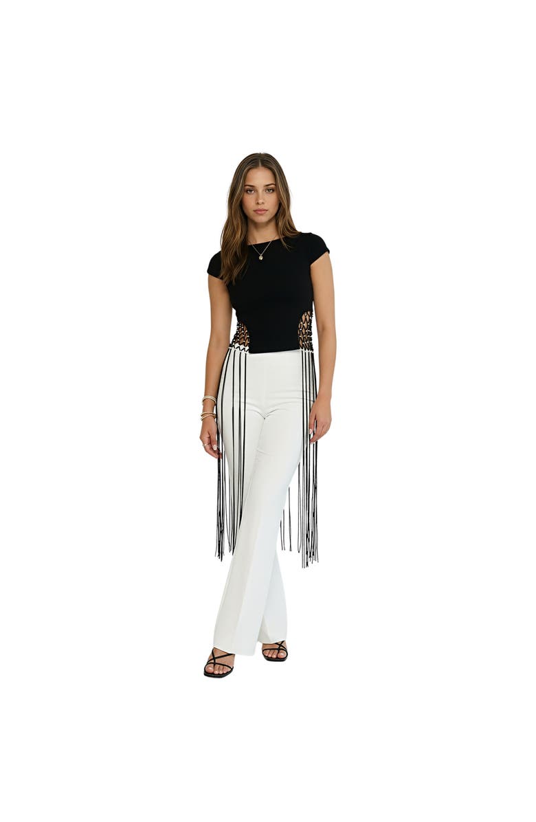 AKALIA Leona fringe top, Alternate, color, Black