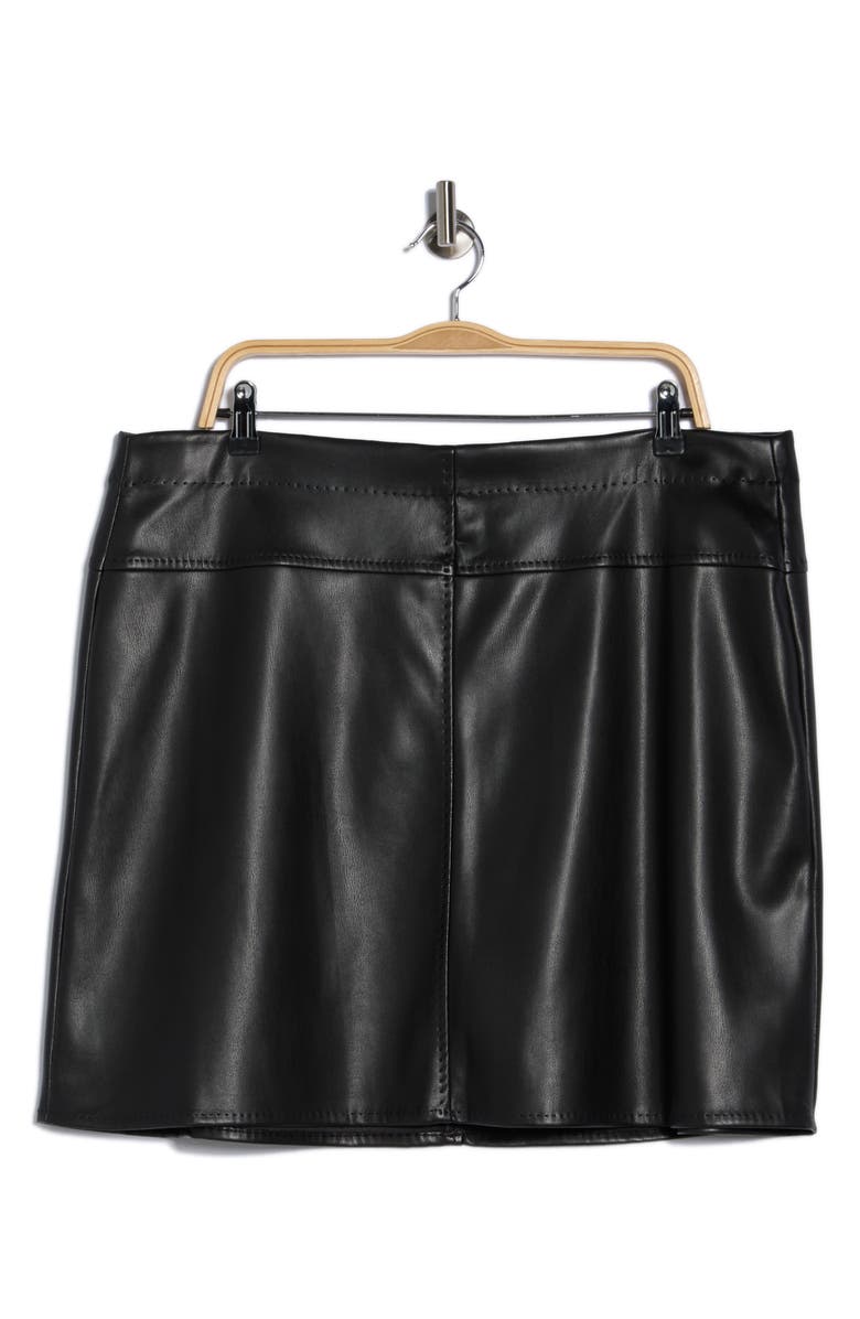 MAX STUDIO Faux Leather Miniskirt, Alternate, color, Black