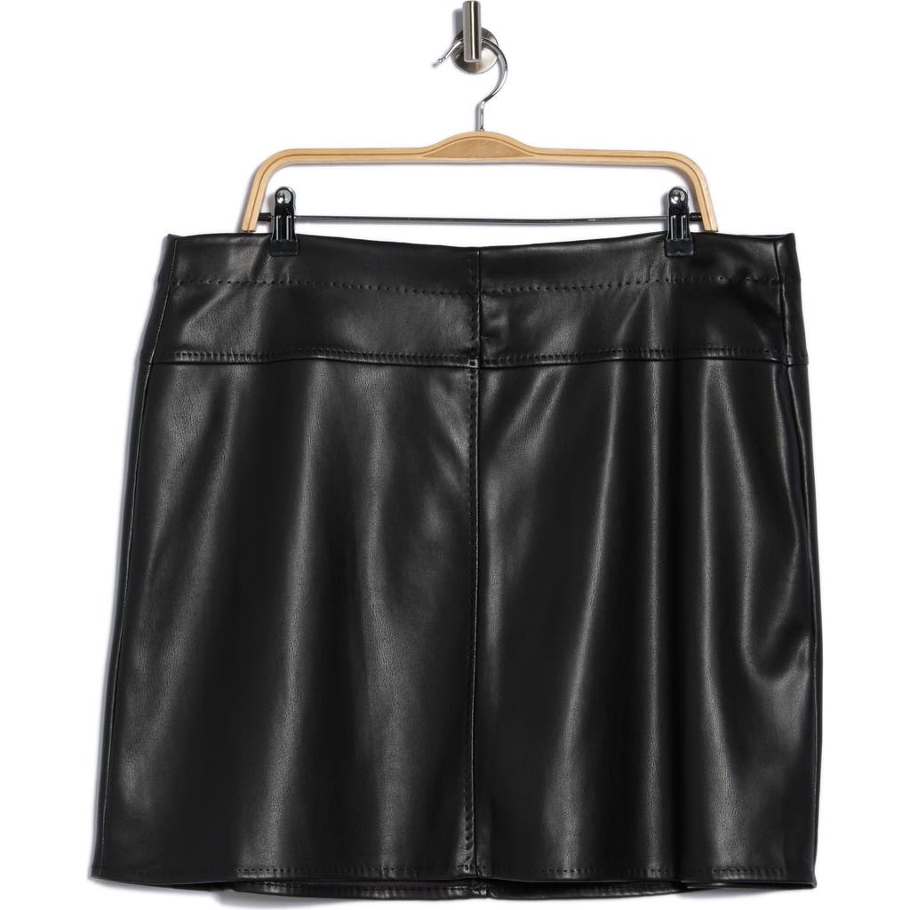 Max Studio Faux Leather Miniskirt In Black