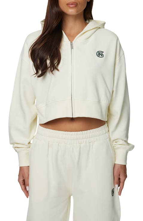 Cropped Zipped Halftone Hoodie