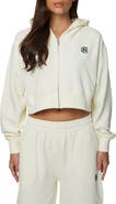 Good For Nothing Cropped Zipped Halftone Hoodie