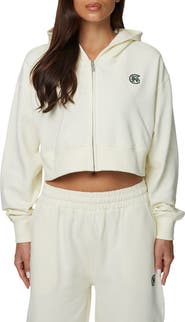 Good For Nothing Cropped Zipped Halftone Hoodie