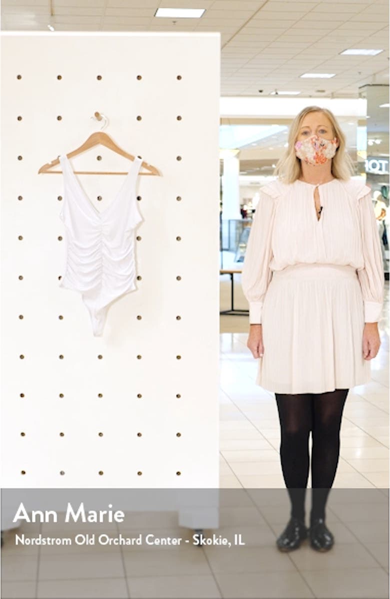 Ruched V-Neck Sleeveless Thong Bodysuit, sales video thumbnail