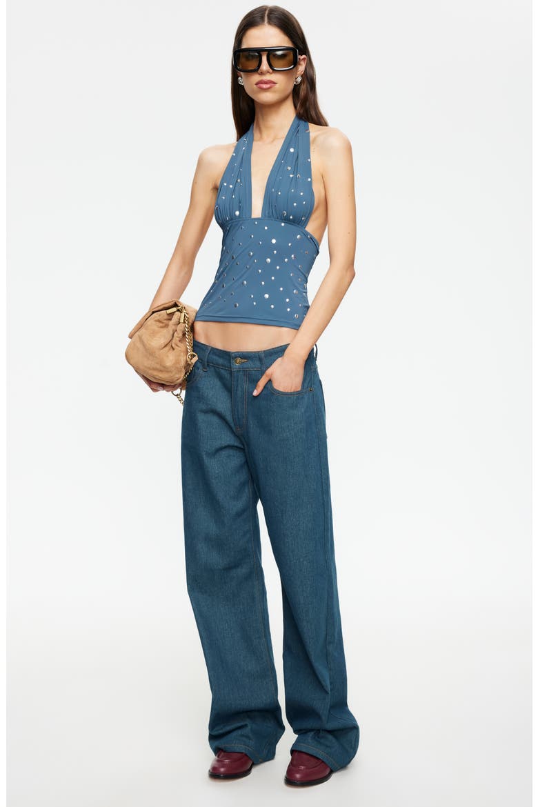 Safari Stud Halter Crop Top, Alternate, color, SLATE