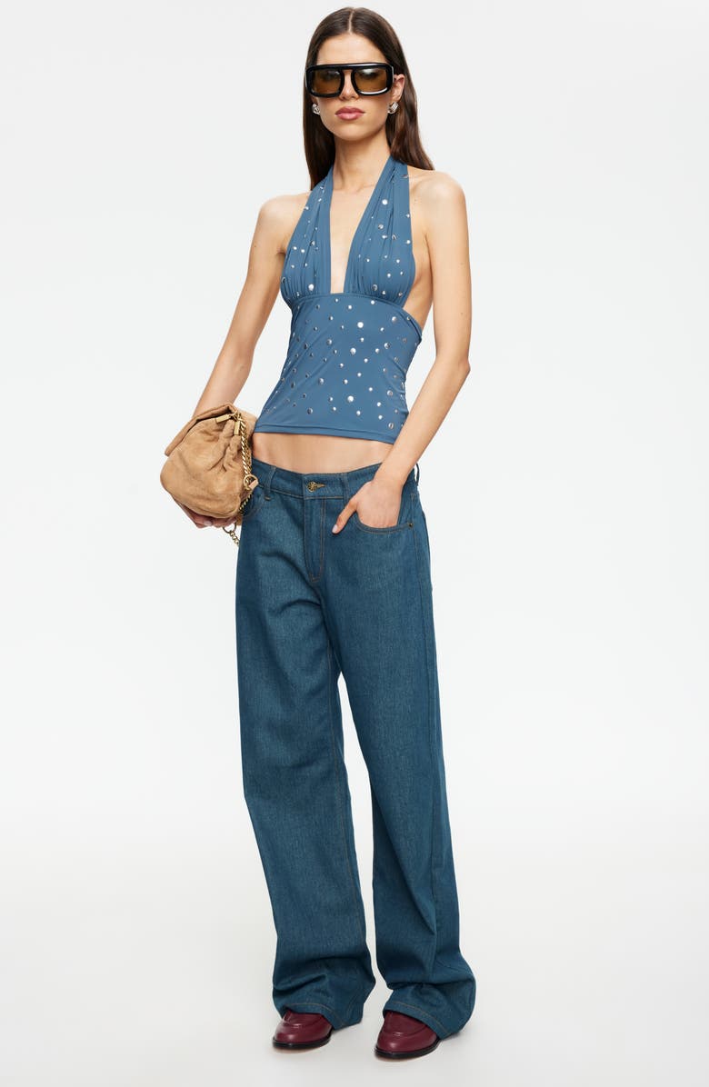 LIONESS Safari Stud Halter Crop Top, Alternate, color, Slate