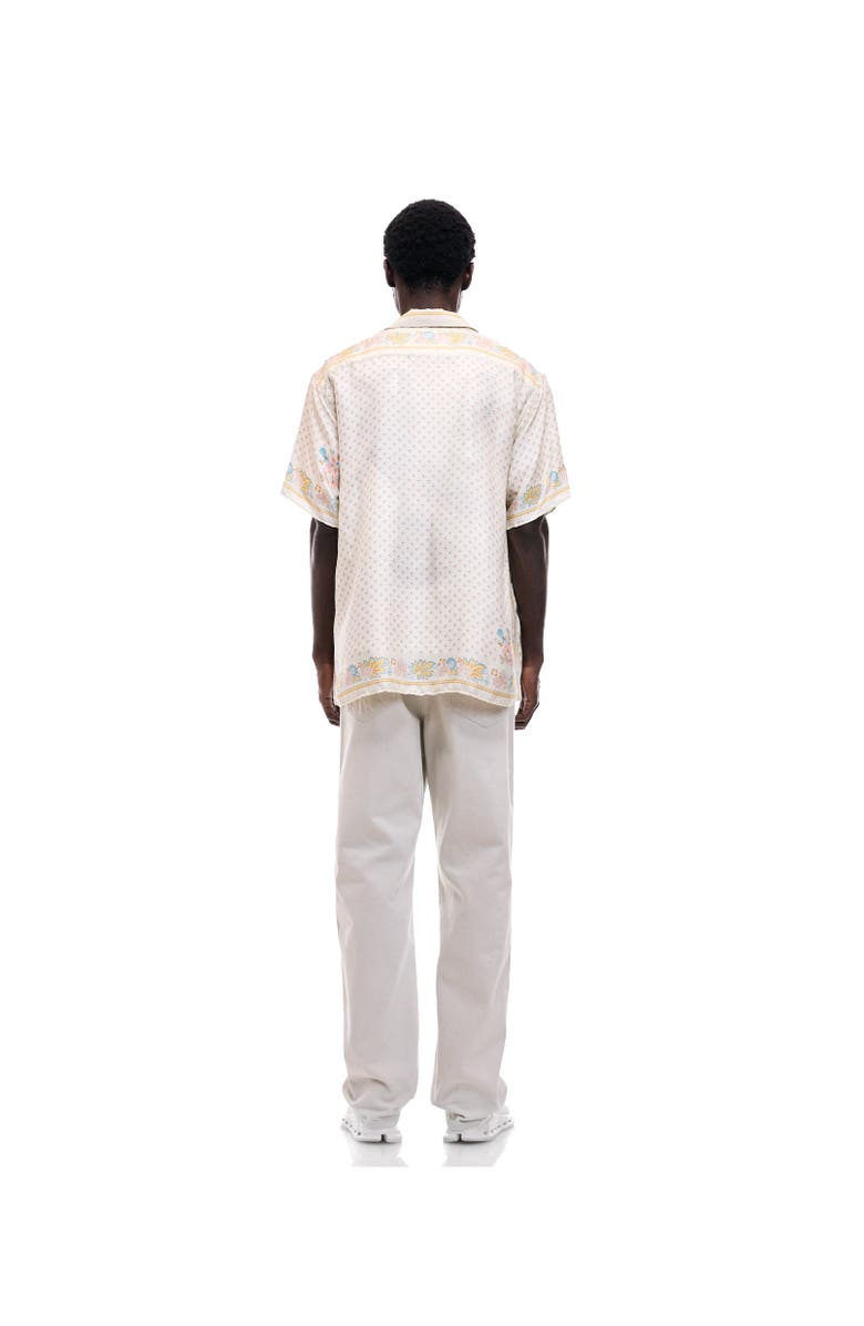 vowels Short Sleeve Silk Scarf Shirt, Alternate, color, Ivory