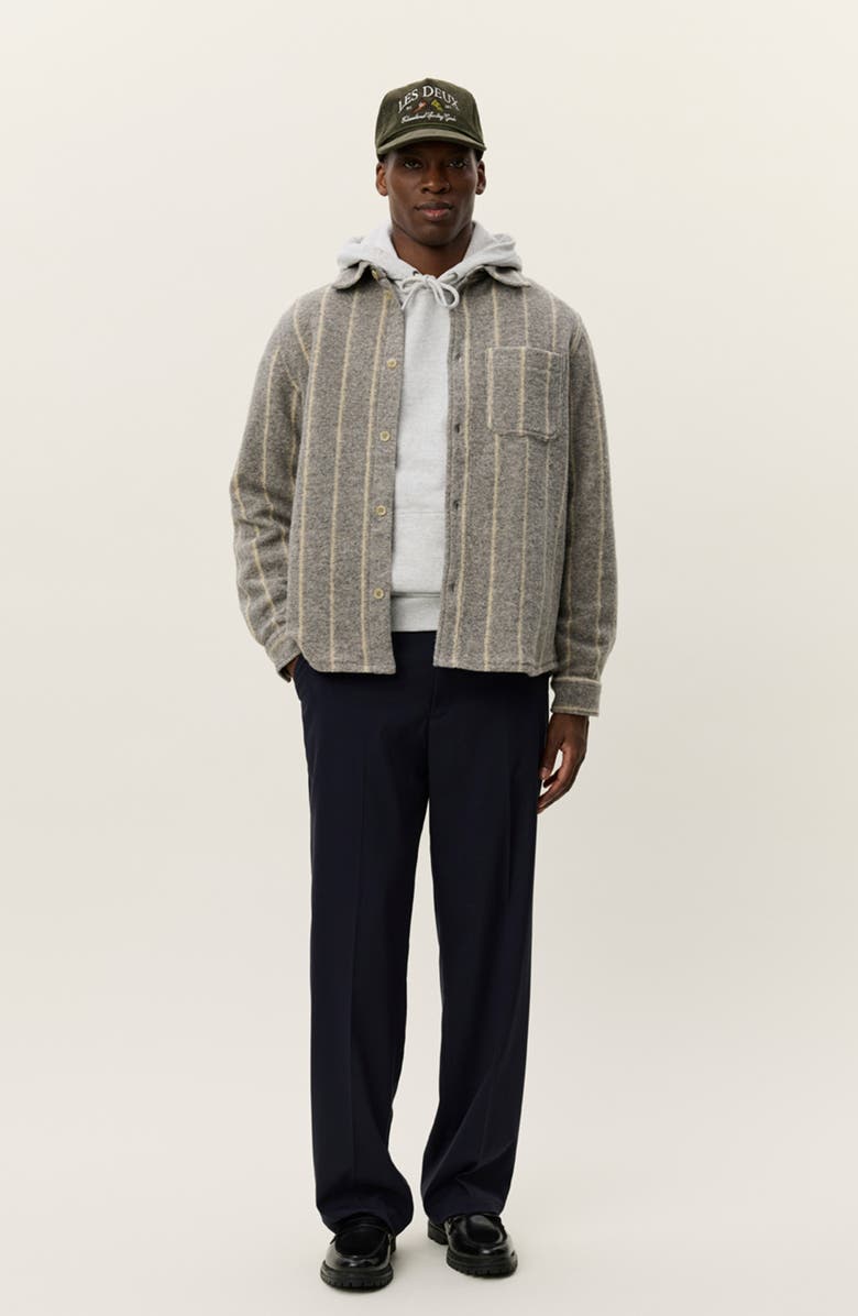 Les Deux Lennon Stripe Overshirt, Alternate, color, Grey Melange