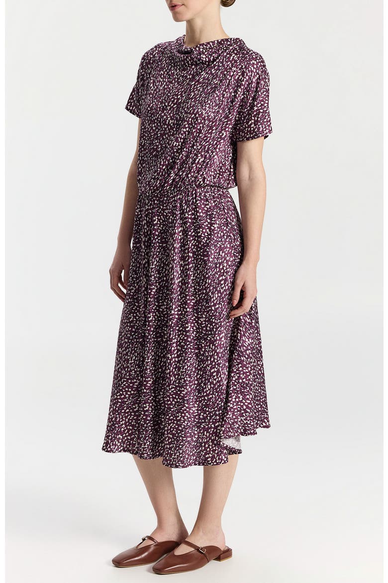 Daria High-Neck Flowy Floral Midi Dress, Alternate, color, Purple Floral Design