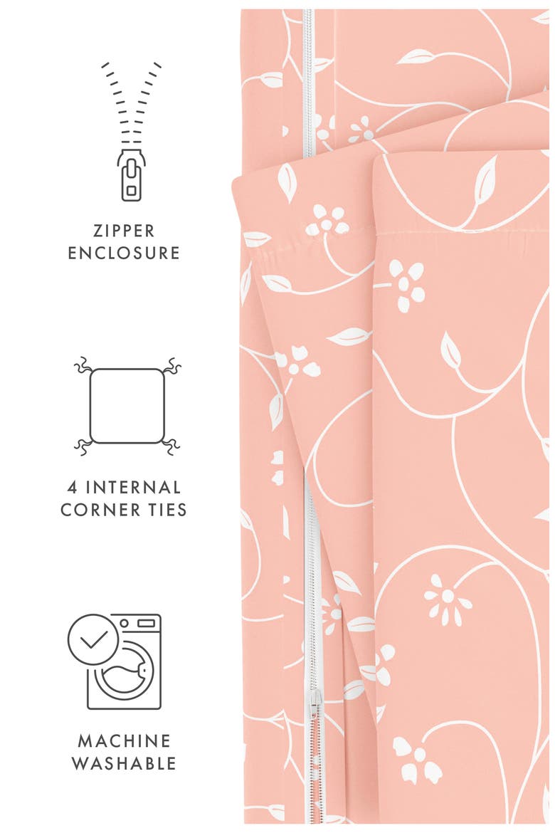 Home Spun Premium Ultra Soft Pink Buds Pattern 3-Piece Duvet Cover Set, Alternate, color, PINK