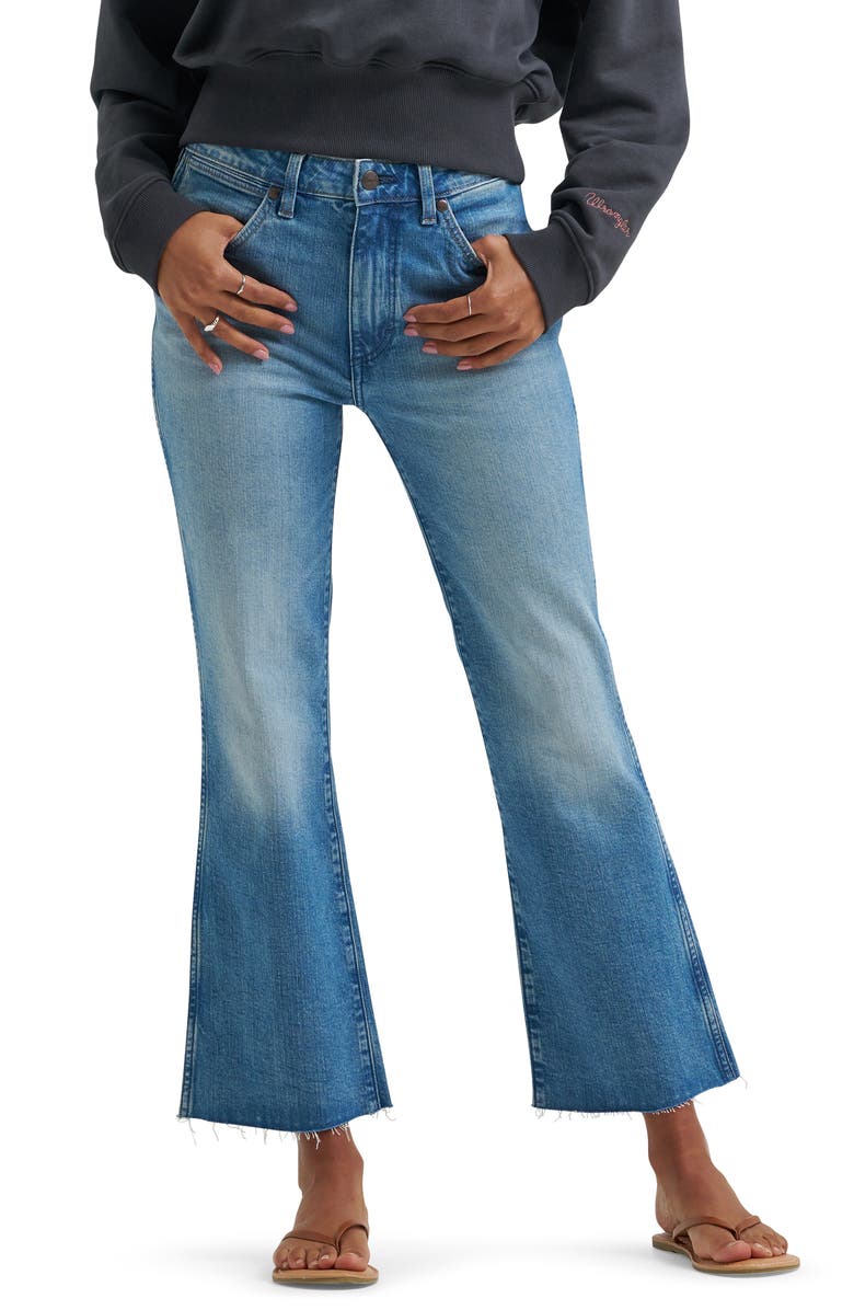 Wrangler Raw Hem High Waist Kick Flare Jeans, Main, color,