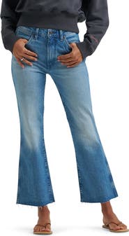 Wrangler Raw Hem High Waist Kick Flare Jeans