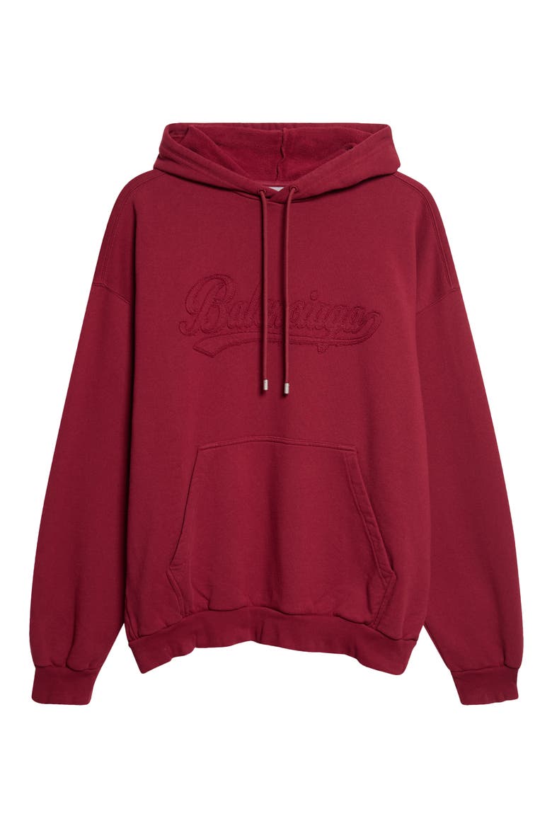 Logo Appliqué Cotton Hoodie, Alternate, color, 6164 BURGUNDY